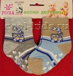 Роза носки детские хлопковые для младенцев с тормозами (ABS), с рисунком арт.3583м