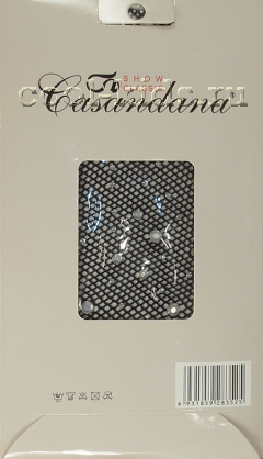 Casandana колготки подростковые фантазийные чёрные сетка с прозрачными стразами арт. 033А